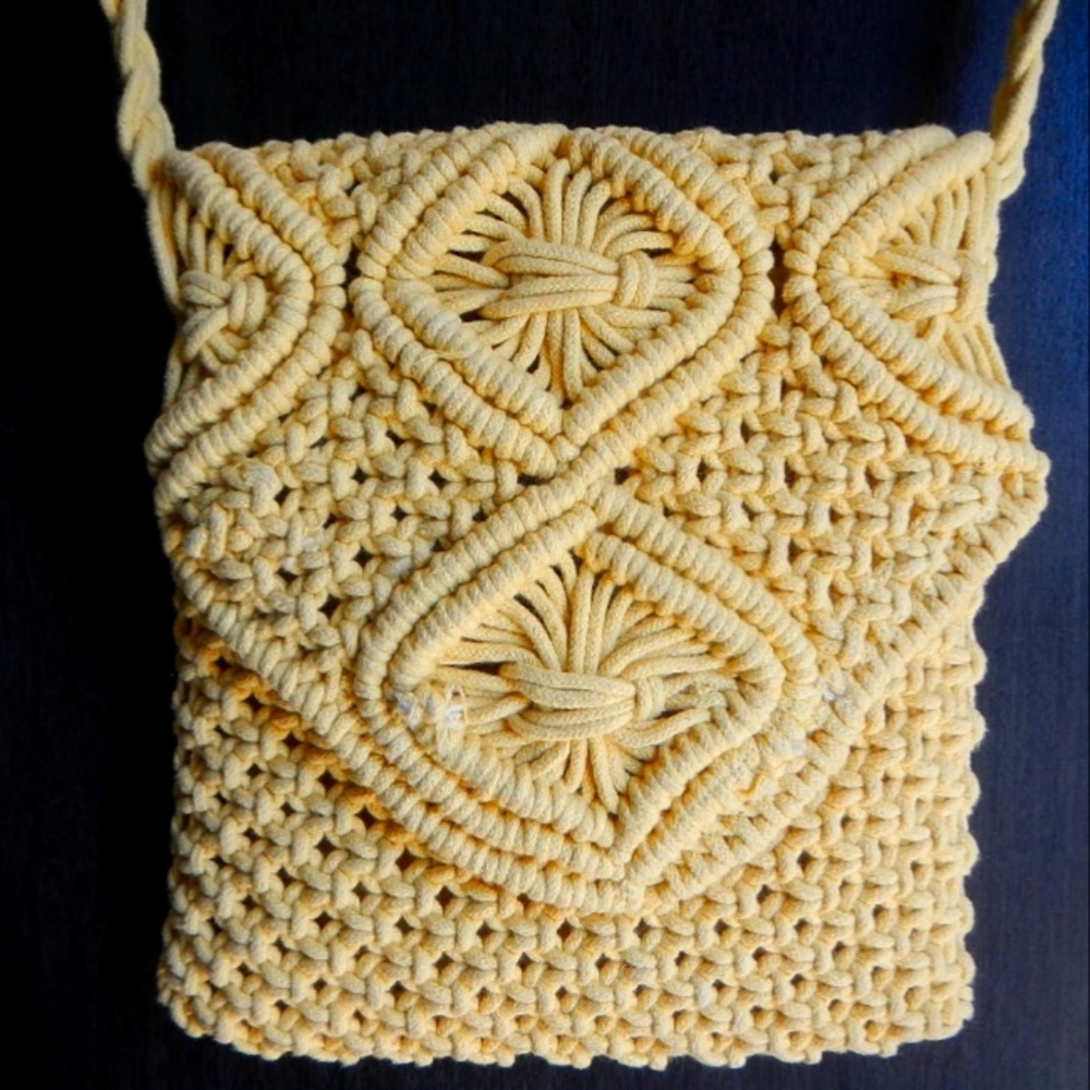 Tommy Bahama Yellow Macrame Crossbody Bag